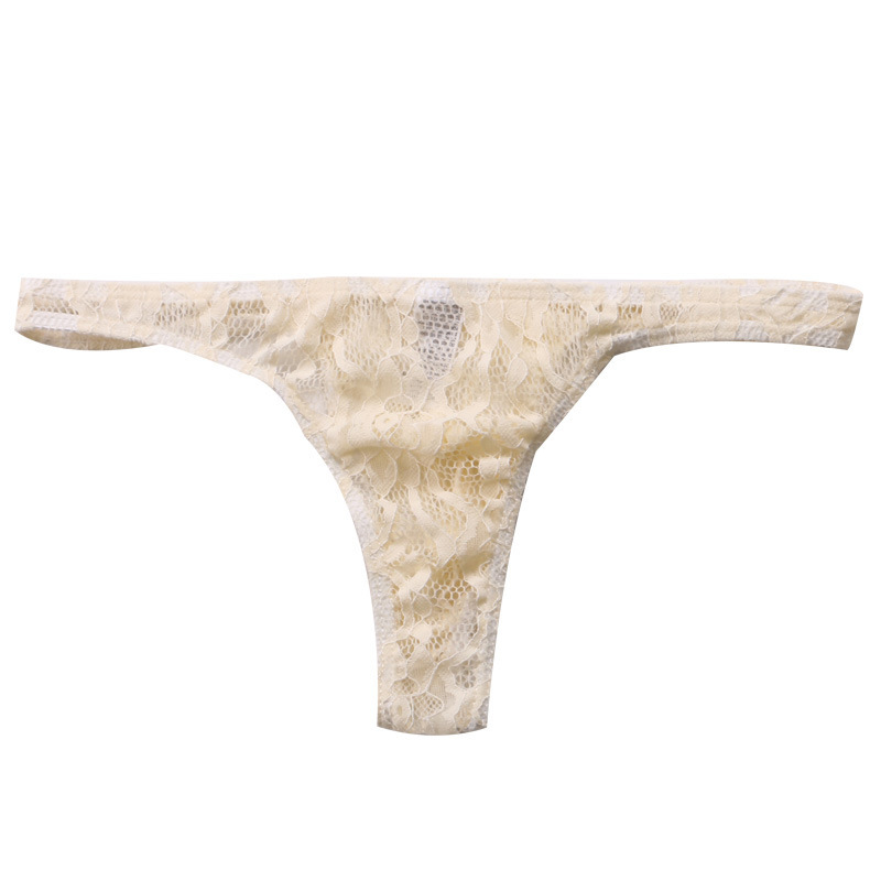 Factory wholesale men's transparent underwear fashion lace breathable thong provide one-piece delivery