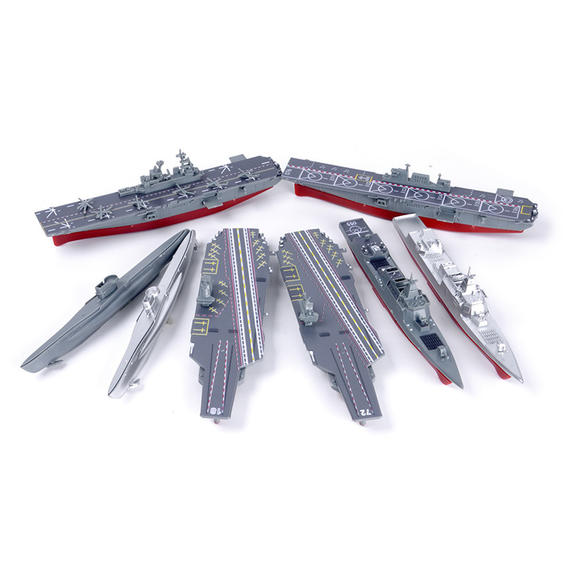 Lejia Genuine 4D Warship Carrier 8-Piece Set 4D Assembled Ship Model Cruiser Frigate Submarine Warship Male Toy