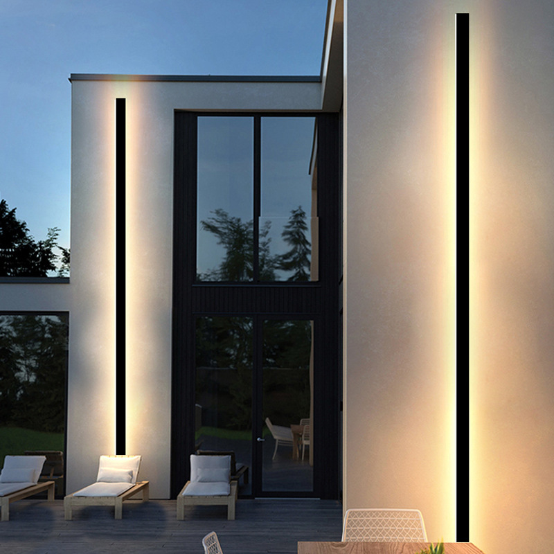 Outdoor outdoor waterproof LED wall lamp minimalist long strip engineering Wall washer lamp background decoration Villa Gate garden lamp