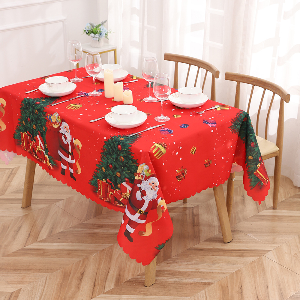 New Christmas decoration polyester Christmas tablecloth dining table coffee table printed tablecloth Christmas venue decoration props