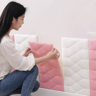 Waterproof and anti-collision bedside stickers for children's room soft bag self-adhesive wall stickers for bedroom wallpaper bedside kang foam decorative stickers