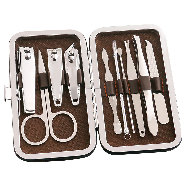 Leather Box 10-piece set nail tools home manicure care nail clippers suit in stock gift nail clippers suit