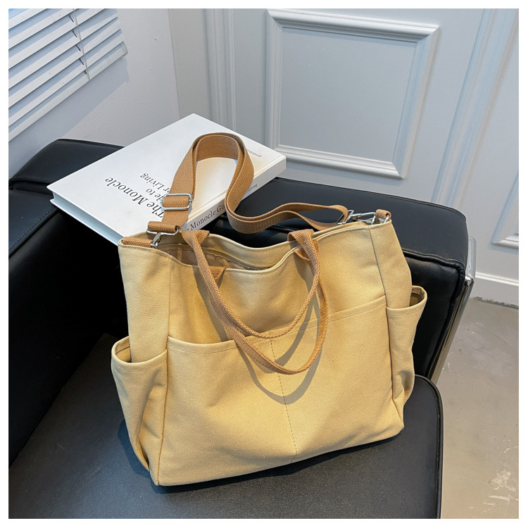 Damentasche Großhandel Große Kapazität Trendy Modische Canvas Tasche Koreanische Ins Style Retro Einfache Pendeln Casual Umhängetasche_voghion.com