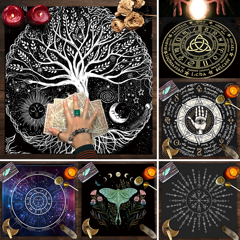 Tarot Tablecloth Tarot Tablecloth cloth pad Mandala life tree butterfly flower sea flannel Tablecloth