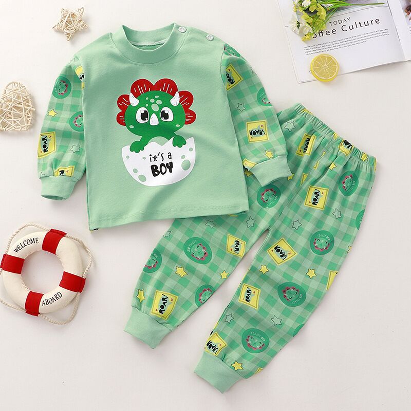 40 Yarn Autumn New Children's Underwear Set Cotton Autumn Clothes Autumn Trousers Boy's Home Clothes Baby Cotton Wool Home Clothes