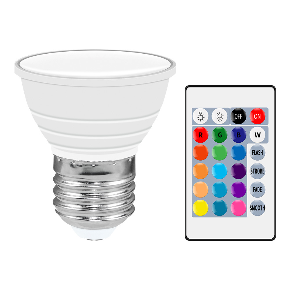 RGB lamp Cup MR16 lighting colorful led bulb E27GU10 remote control smart spotlight E14 atmosphere dimming cross border