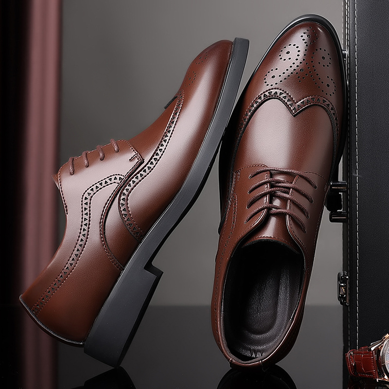 New Men's Business Dress Shoes Fashion British Brock Large Size Men's Shoes Foreign Trade Lace-up Derby Shoes 48
