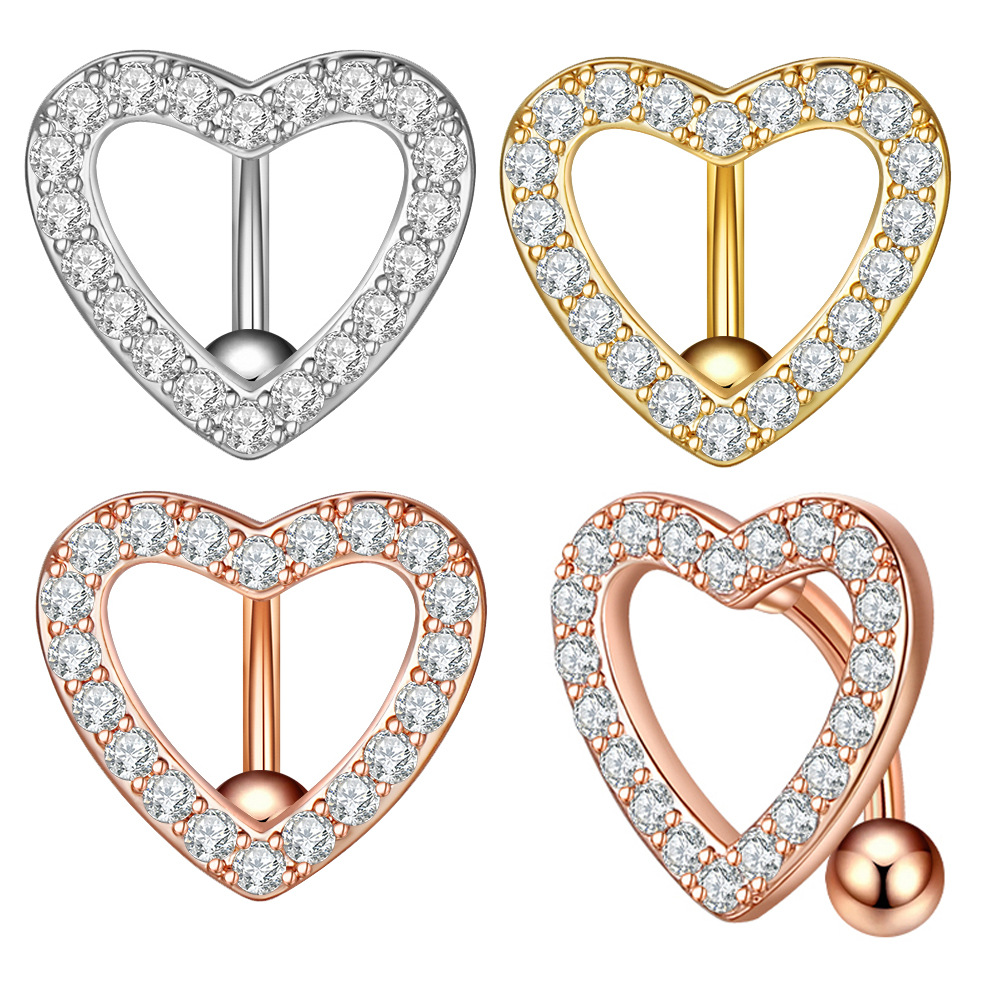 Cross-border new heart-shaped zircon navel nail navel ring puncture jewelry online wholesale