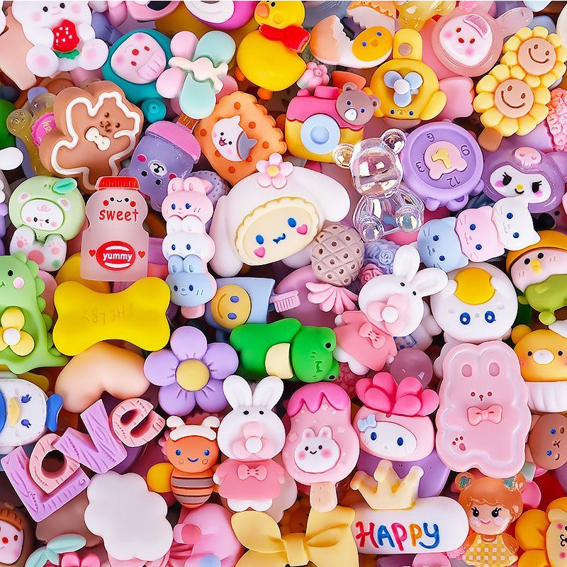 Resin accessories mixed DIY jewelry crafts doll cartoon cute solid color patch Miscellaneous fruit Animal Flower