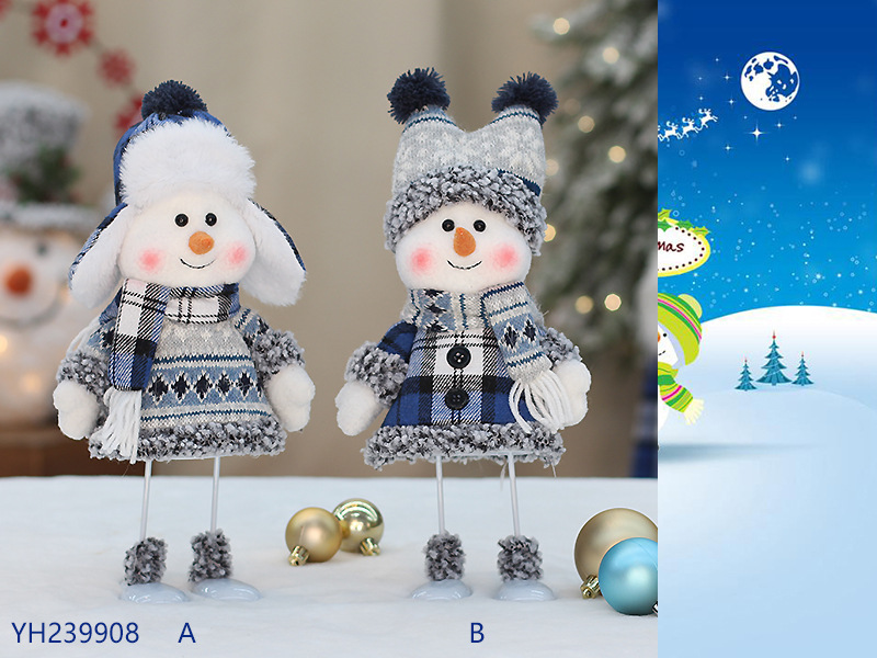 Weihnachten Blau Serie schneemann stoff puppe Lei Feng hut ski puppe Weihnachten puppe fenster dekoration_voghion.com