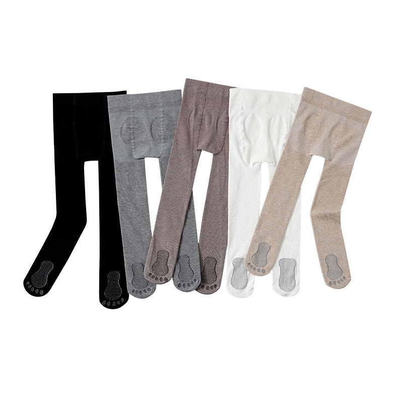 Girls leggings spring and autumn thick cotton vertical stripes children's pantyhose non-slip feet white dance socks wholesale