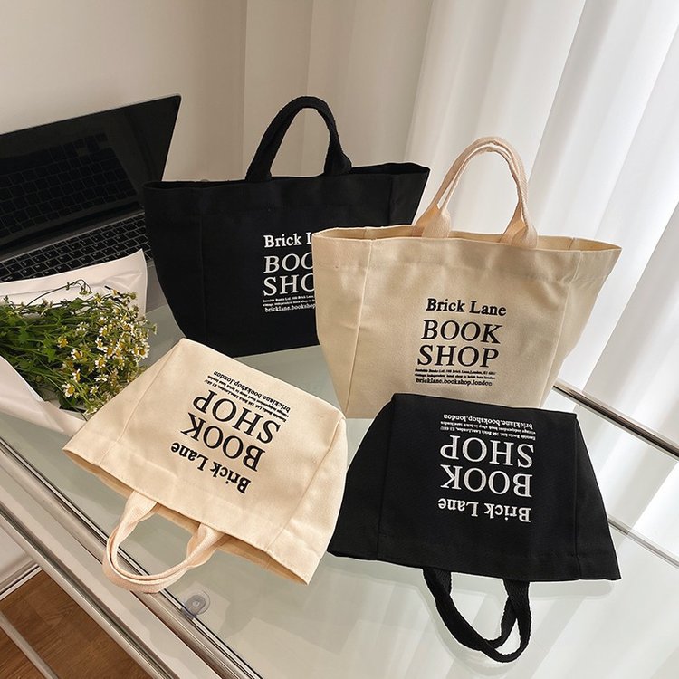 Japanese lunch bag canvas handbag 2022 summer trend fashion large capacity simple letter canvas bag