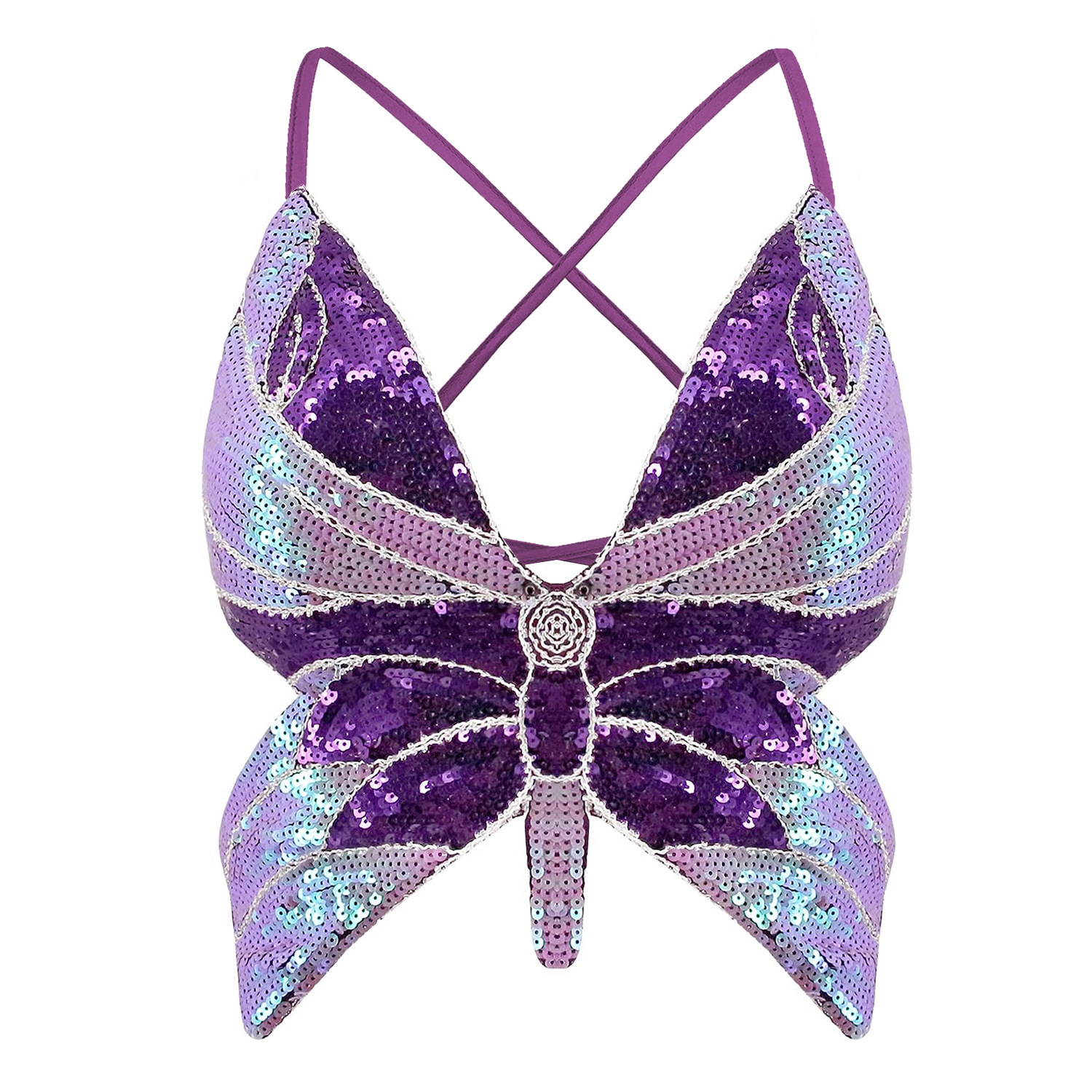 One-piece delivery sexy dance performance sequined top belly dance Butterfly bra nightclub stage party costume