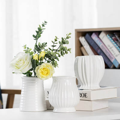 Ceramic Vase Simple White Milk Vase Durian Vase Artificial Flower Flower Dried Flower Flower Insert Handmade Flower Vase