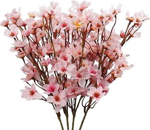 Artificial Flower peach blossom short Branch Small cherry blossom artificial cherry blossom wedding decoration props silk flower home decoration fake flower wholesale