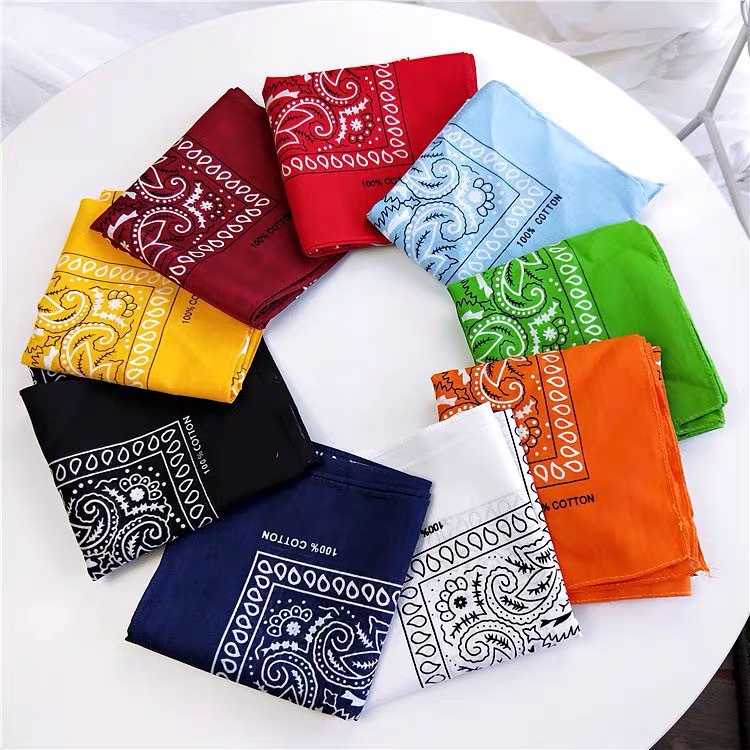 In stock wholesale sports outdoor accessories riding headscarf Paisley cashew flower hip hop Hip Hop Hip Hop polyester small square scarf