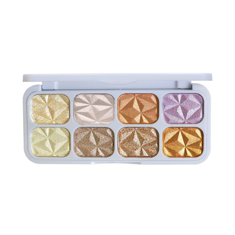 cool 8-color diamond high-gloss eye shadow plate pearl glitter polarized brightening three-dimensional multi-function plate