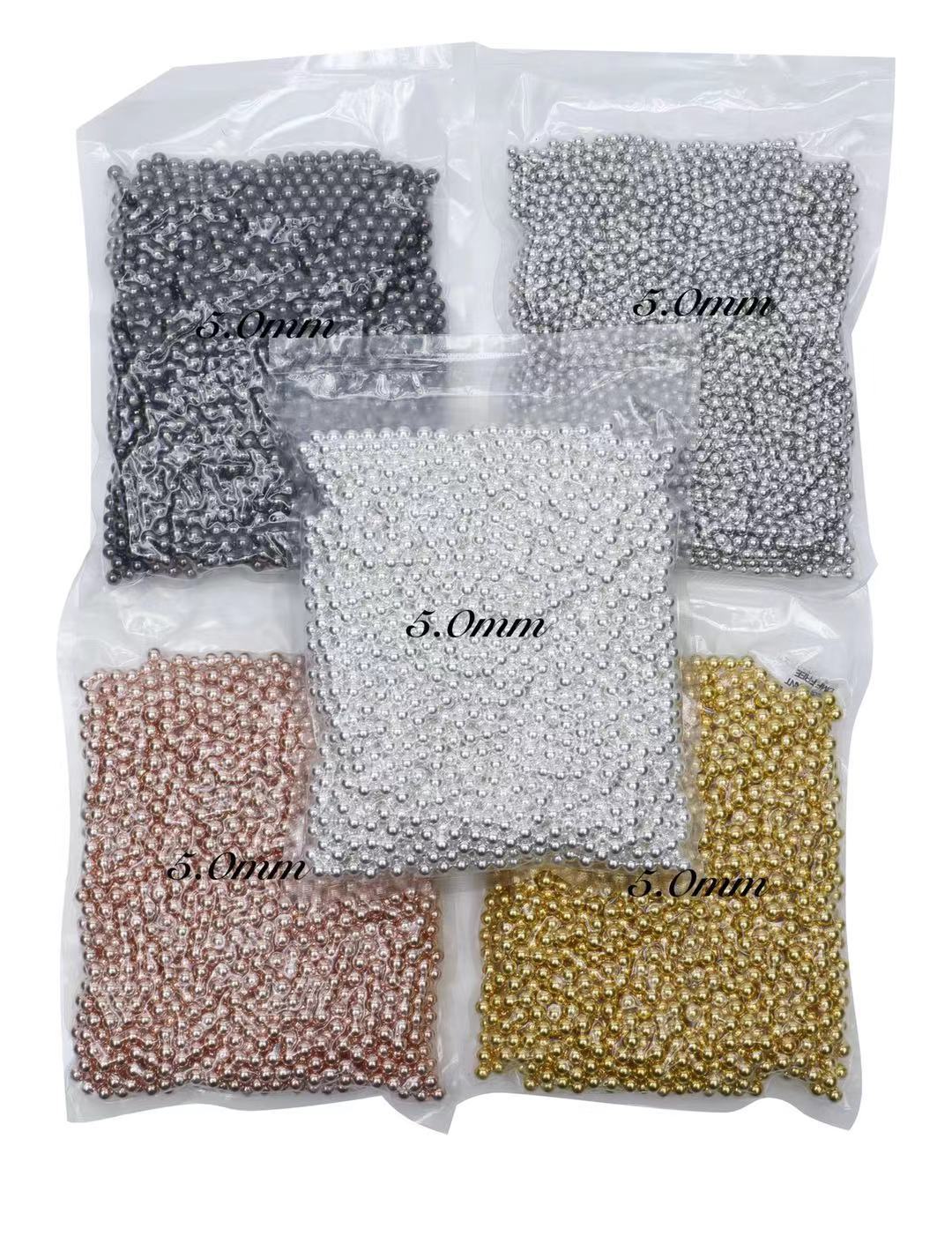One kilogram of 0.4-5.0mm nail art steel beads gold silver rose gold DIY solid metal beads large bargaining