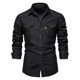 2024 Foreign Trade Cross-border Men's European-size Denim Shirt Men's Casual Solid Color Men's Dannin Long-sleeved Shirt