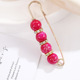 104# Pin Rose Red brushed 4 beads 7.5cm