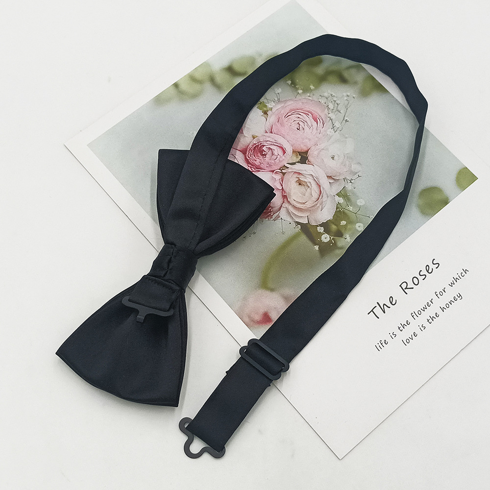 Factory direct men's bow tie solid color black double bow tie dress shirt wedding Korean bow