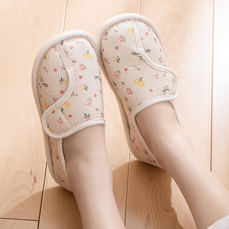 Moon Shoes Spring and Autumn Bag Heel Postpartum Pregnant Women's Shoes Summer Thin Maternal Indoor Home Shoes Soft-soled Cotton Slippers for Women