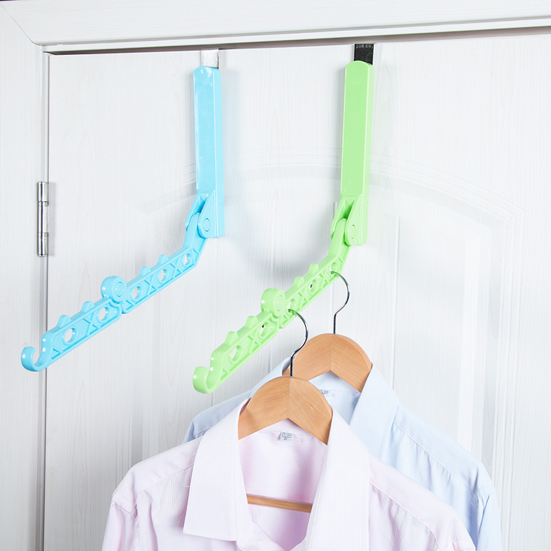 Travel Folding Hanger Student Dormitory Door Rear Frame Clothes Bar Hanger 5 Holes Folding Hanger Hook Indoor