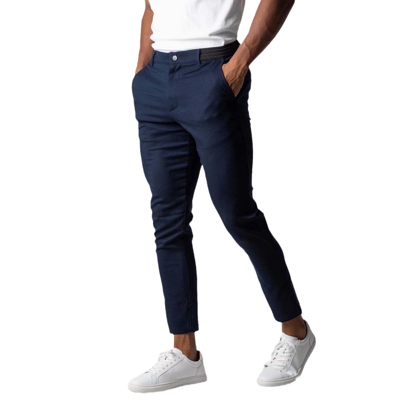 2023 Four Seasons new men's casual pants Amazon foreign trade breathable Men's Youth Business All-matching cotton trousers