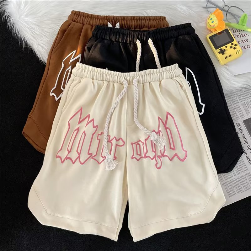 European and American street hip hop letter foam printed sports shorts men's fashion brand high street style loose casual printed middle pants