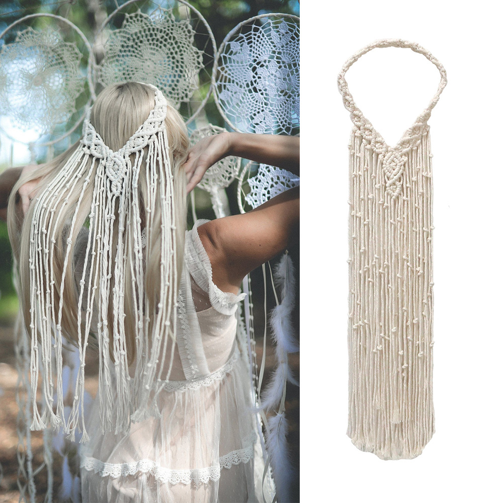Cross-border New Bohemian Style Hand-woven Hair Band Cotton Rope Hair Accessories Nordic Wedding Headwear Amazon Source