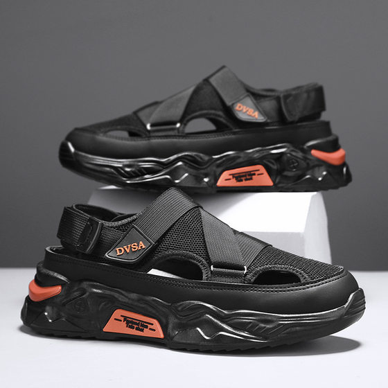 Sandals Men's Summer Thick-soled Non-slip Youth Lightweight Hole Shoes Men's Breathable Mesh Comfortable Beach Shoes