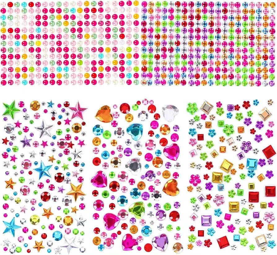 Cross-border in stock supply popular starry gem stickers children's handmade DIY decorative shiny crystal diamond stickers