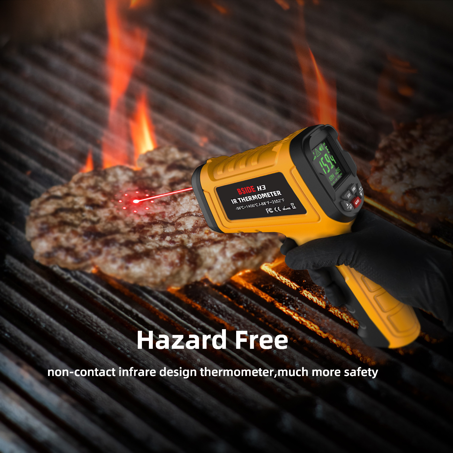 BSIDE H3 high temperature infrared thermometer-50 degrees to 1400 degrees 50:1 thermometer non-contact thermometer