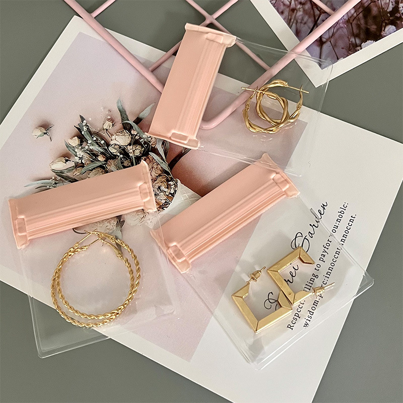 One batch thickened transparent soft new material EVA anti-oxidation sealed jewelry bag earrings bracelet pink bag