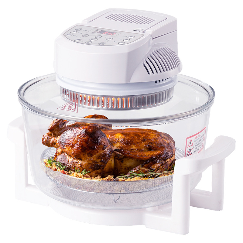 Export cross-border smart home visual air fryer transparent glass large capacity electric fryer automatic light wave furnace
