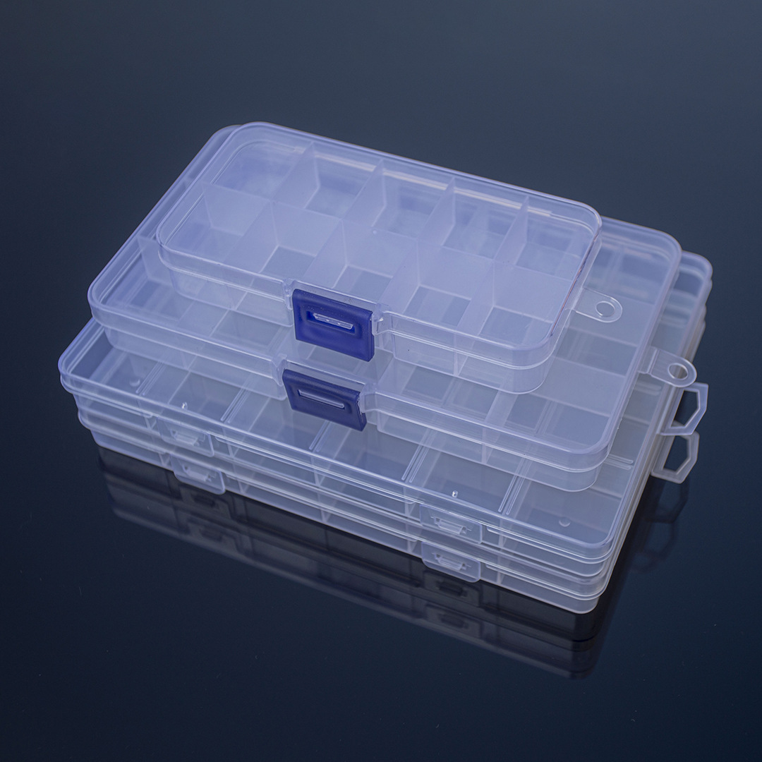 Multi-grid fishing gear fake bait separated packaging box spell bean storage box transparent pp plastic jewelry beaded rice beads DIY box