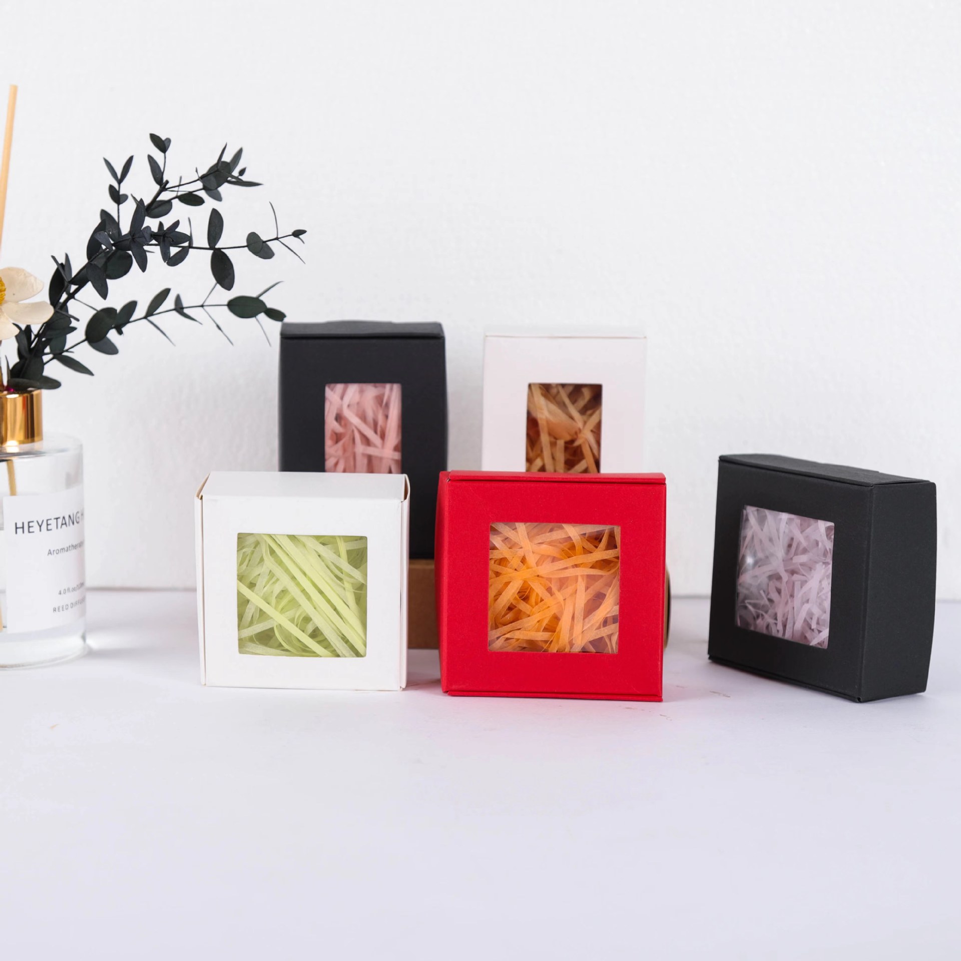 pvc transparent handmade soap small paper box Kraft paper box solid color packaging box jewelry box gift box aromatherapy wax box