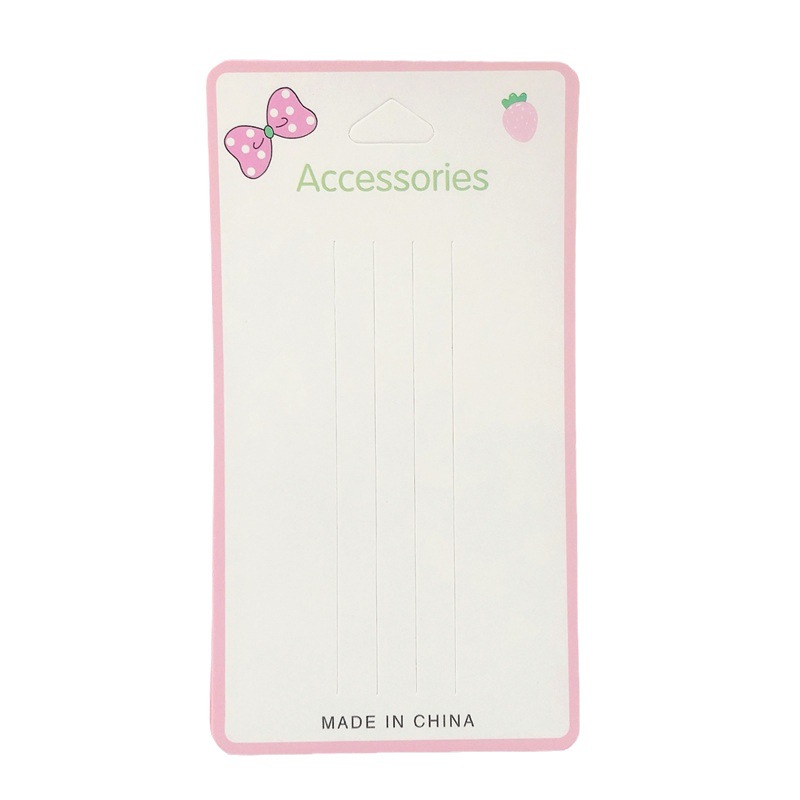 7.5 * 14cm white cardboard children's handmade pink bow hairpin paper card hair accessories DIY tag packaging