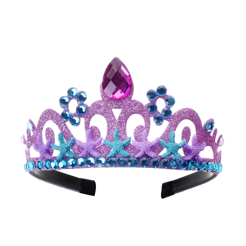 Cross-border Crown Hair Band Korean Headwear Children's Rhinestone Jewelry Princess Crown Five-pointed Star Starfish Mermaid Hairband