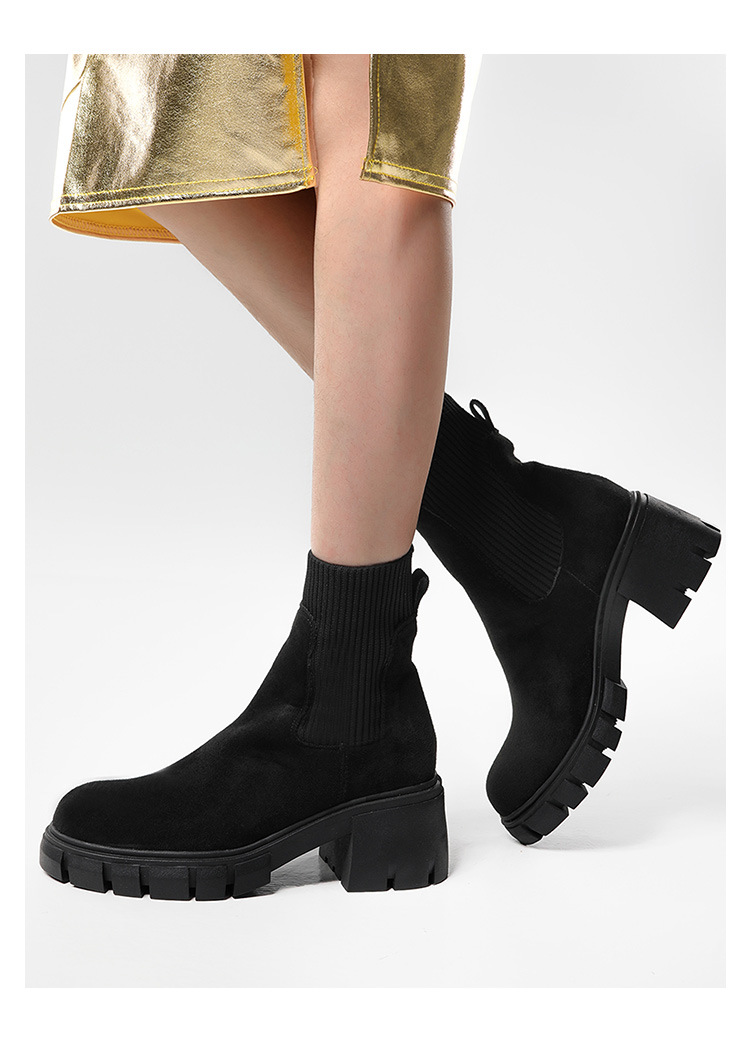 Jesenski in zimski novi nogavični škornji, tujetrni škornji, ženski škornji iz leta 2024 z debelo peto in debelim dnom, ženski gležnjarji velike velikosti za ženske_voghion.com