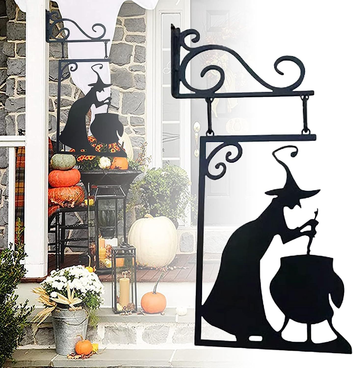 Leaky Cauldron cross-border hot Halloween witch metal iron crafts courtyard pendant ornaments