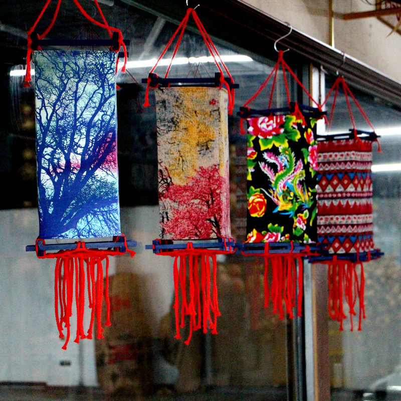 Vintage Decorations Yunnan Ethnic Style Decorative Cloth Lantern Bar Hotel Study Outdoor Festival Wooden Lampshade