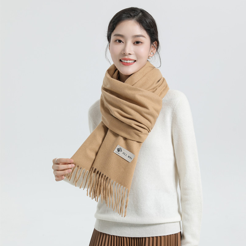 Wool scarf women's autumn and winter warm thickened large shawl women's cashmere scarf men's winter solid color scarf wholesale