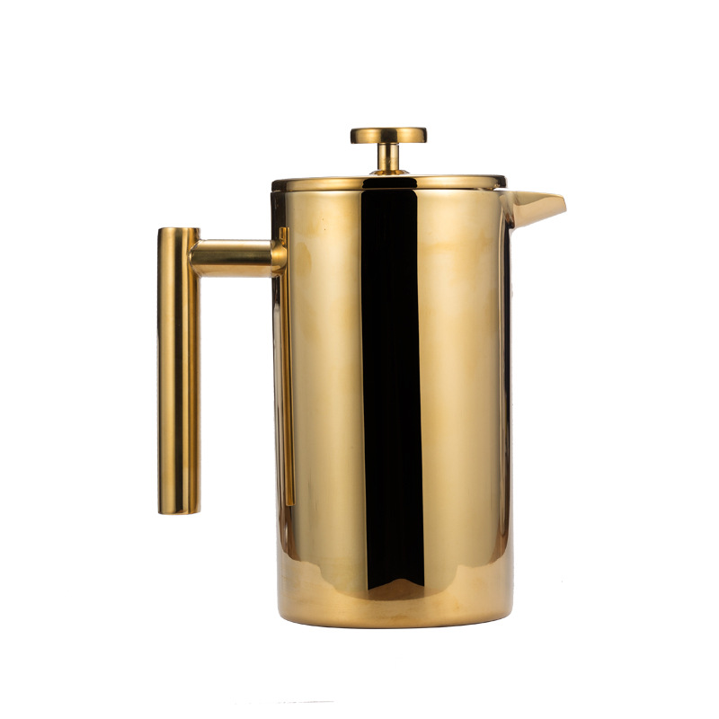 Stainless steel double-layer French press pot 1000ml coffee pot insulation pot tea brewing teapot French press coffee pot