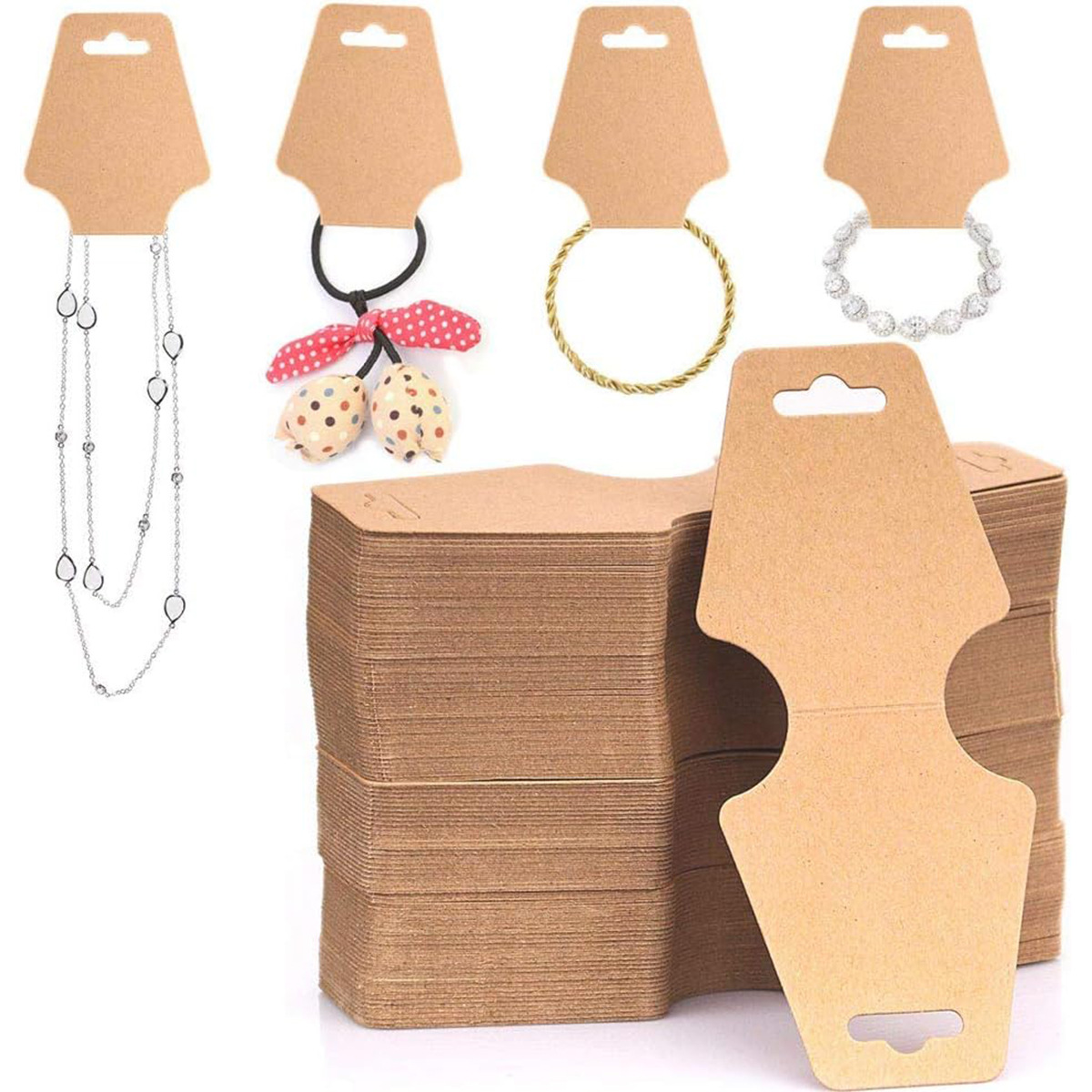 in stock blank cowhide folding card jewelry packaging hair accessories hanging card independent in stock factory direct cross-border