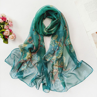 Summer Sunscreen Scarf Seaside Beach Towel Wholesale Long Ladies Soft Plum Blossom Ladies Decorative Thin Scarf Scarf