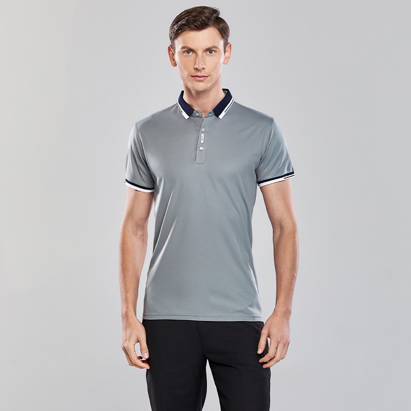 180g lapel short sleeve polo shirt comfortable breathable slit in stock casual solid color summer fit thin