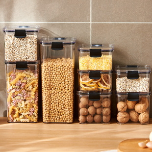 Food grade coarse cereals plastic sealed cans Transparent stackable refrigerator fresh-keeping storage box snacks candy storage cans