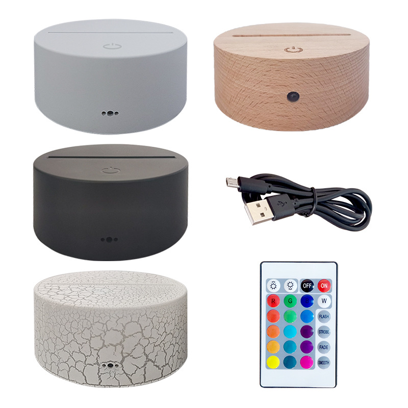 Foreign trade gift remote control timing 3D lamp base night light USB acrylic LED luminous gift lamp base Beech