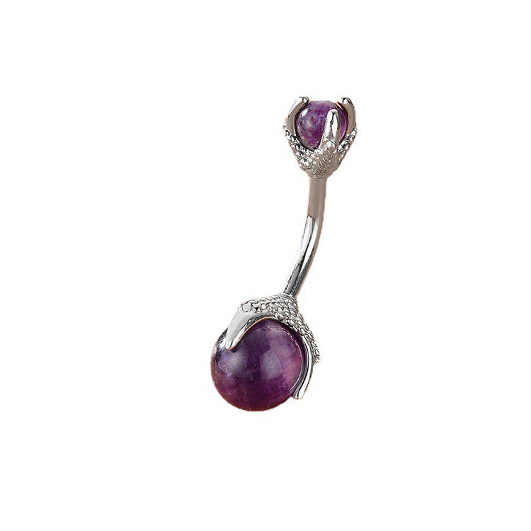 European and American ins Halloween natural stone crystal powder protein dragon claw stainless steel navel ring piercing navel nail